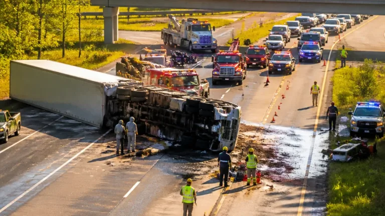 Overturned tractor-trailer blocks southbound Route 55, snarling morning commute